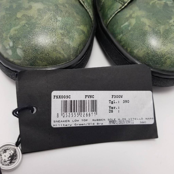 Versace Versus Camo Green Leather Strap Low Top Sneakers Lion Head FSX005C Sz 39 - Picture 12 of 12